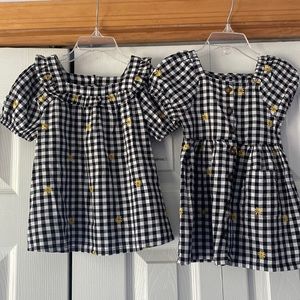 Old Navy Matching Big Sister/ Little sister sunflower plaid dresses